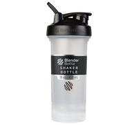 BlenderBottle Classic V2 - Botella mezcladora con bola de acero inoxidable, perfecta para batidos de proteínas, apta para lavavajillas, 830 ml, transparente/negro