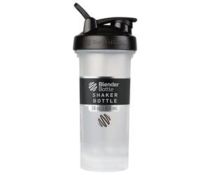BlenderBottle Classic V2 - Botella mezcladora con bola de acero inoxidable, perfecta para batidos de proteínas, apta para lavavajillas, 830 ml, transparente/negro