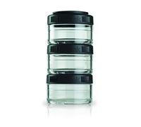 BlenderBottle GoStak 3Pak, Contenedor de suplementos alimenticios, negro, Pak de (3x 60ml)
