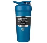 BlenderBottle Strada - Botella térmica de acero inoxidable con BlenderBall, coctelera de proteínas y agitador de fitness, sin BPA, doble pared, aislado al vacío, color azul océano, 375 g