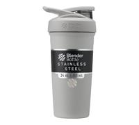 BlenderBottle Strada Shaker Cup - Botella de agua aislada de acero inoxidable con batidor de alambre, 24 onzas, color gris
