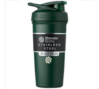 BlenderBottle Strada Shaker Cup - Botella de agua aislada de acero inoxidable con batidor de alambre, 24 onzas, bosque