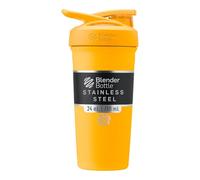 BlenderBottle Strada Shaker Cup - Botella de agua aislada de acero inoxidable con batidor de alambre, 24 onzas, mango