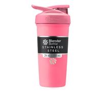BlenderBottle Strada Shaker Cup - Botella de agua aislada de acero inoxidable con batidor de alambre, 24 onzas, color rosa