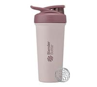BlenderBottle Strada Sleek Shaker Cup - Botella de agua aislada de acero inoxidable con batidor de alambre, 25 onzas, rojo/bronceado (Sahara Sunset)