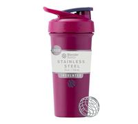 BlenderBottle Strada Sleek Shaker Cup - Botella de agua aislada de acero inoxidable con batidor de alambre, 710 ml, frambuesa