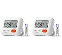 Blendura Digital, Cronometro Interruptor Encendido, Reloj Temporizador para Estudiar Trabajar Cocina, Viene con 1 Batería AAA, Plastic, White (Paquete de 2)
