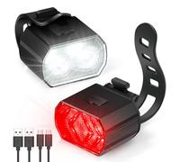 Blendura Luces Bicicleta Delantera y Trasera, USB Recargable, 6+6 Modos | Luces para ciudad y ocio, montaje sin herramientas, visibilidad de día y noche, para bicicleta urbana, carretera y MTB