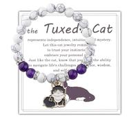 BLEOUK Pulsera de esmoquin para amantes de los gatos, regalo para amantes de los gatos, color blanco y negro, joyería de gatito, Pequeño, Metal, Na desconocido