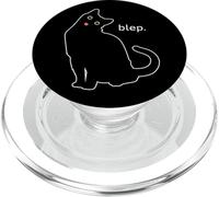 Blep Negro Lindo Gato Divertido Amantes De Mascotas Mirando con La Lengua Fuera PopSockets PopGrip para MagSafe