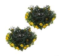 BlesConi 2 bolas de boj de imitación de 25 cm, esferas topiarias artificiales para colgar plantas de plástico para exteriores, interiores, jardín, patio, decoración de boda (rosa amarilla)