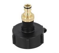BlesConi Adaptador de manguera de 3/4 pulgadas con grifo de latón, rosca DN61 para tanque de agua IBC de 1000 L, riego de jardín (1 unidad)