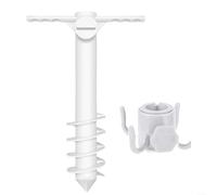 BlesConi Ancla de arena segura para sombrilla de playa con gancho para colgar, soporte fácil de atornillar para estructuras de sombra de jardín, diseño de plástico blanco (juego de 2)