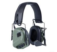 BlesConi Auriculares para caza con amplificación de sonido y micrófonos, orejeras tácticas ligeras para actividades al aire libre, color negro