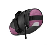 BlesConi Bolsa de sillín de bicicleta resistente al agua con soporte de luz trasera, alforja de almacenamiento de fijación de 3 puntos para bicicleta de montaña y carretera (negro morado)