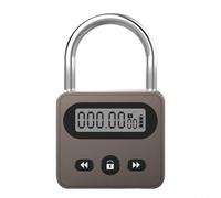 BlesConi Candado electrónico con temporizador y cuerpo de metal, candado de cuenta regresiva de 999 horas con alarma, recargable por USB para entrenamiento de autocontrol (marrón)