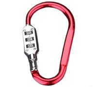 BlesConi Cerradura de combinación de 3 dígitos reajustable con mosquetón de anillo en D, clip de seguridad de aleación de aluminio óxido para viajes al aire libre, mochilas y cascos (rojo brillante)