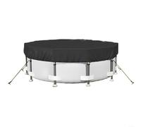 BlesConi Cubierta redonda para piscinas sobre el suelo, material de desgarro 420D con accesorios de ajuste seguro para hojas y escombros, color negro (15 pies)