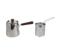 BlesConi Freidora de acero inoxidable 304 con cesta, capacidad de 1,5 L/2,0 L, mango de nogal para estufas de gas e inducción (A-3)