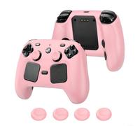 BlesConi Funda de silicona para controlador de juegos para Steam Controller 2, funda protectora suave con agarre mejorado y joystick, carcasa de piel a prueba de golpes, transparente (rosa)