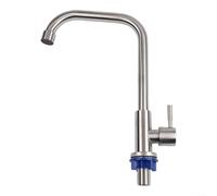 BlesConi Grifo de agua de salud 304 de acero inoxidable grifo de cocina de una sola palanca agua fría para el hogar bar fregadero encimera instalación acabado plateado