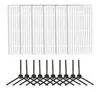 BlesConi Juego de 10 cepillos laterales y filtros para ILIFE G9 G9PRO V9 V9PRO Robot Aspiradora Accesorios Piezas de repuesto Juego de depilación de mascotas Blanco (B)