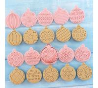BlesConi Juego de 10 cortadores de galletas de bolas de Navidad, material de polipropileno para hornear y decoración de pasteles