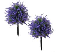 BlesConi Juego de 2 árboles de bola artificiales de lavanda con picos de tierra para uso en interiores y exteriores, plantas sintéticas, 50 cm, color morado