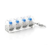 BlesConi Juguete portátil para ansiedad con teclado RGB, llavero de 4 botones con luces coloridas, para hacer clic ABS para aliviar el estrés en la oficina y la escuela (blanco transparente)