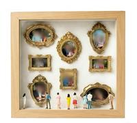 BlesConi Kit de marco de caja de sombra para mini exhibiciones de siluetas de museo con 8 marcos y 10 figuras, decoración de jardín personalizada para boda, cumpleaños, aniversario, escaparate del