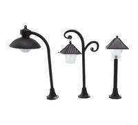 BlesConi Luces de poste de calle negras en miniatura, estatua de jardín de PVC a escala 1/12 para casa de muñecas, modelo de tren, decoración de caminos, paquete de 3 (1 juego (3 piezas)