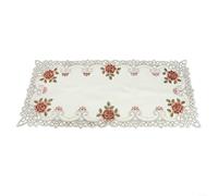 BlesConi Mantel de encaje bordado vintage ovalado rústico para reuniones familiares, celebraciones, día festivo, satén, lavable, 40 x 85 cm (40 x 85 cm, rojo profundo)