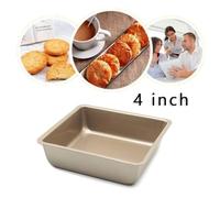 BlesConi Mini molde cuadrado para tartas de 4 pulgadas, no apto para hornear pan, pizza, acero dorado de alto carbono