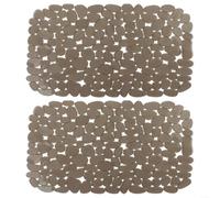 BlesConi Paquete de 2 alfombrillas antideslizantes para fregadero, almohadilla de secado de platos de cocina de PVC con patrón de guijarros, tamaño personalizable para varios fregaderos, negro gris