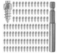 BlesConi Paquete de 200 tornillos para neumáticos de 4 x 12 mm, puntas de nieve de aluminio plateado antideslizantes para coche, SUV, condiciones de hielo de invierno con herramienta incluida