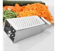 BlesConi Rallador de caja de acero inoxidable de 4 lados para queso, zanahoria y alimentos con lados finos, medianos, gruesos y de rebanar
