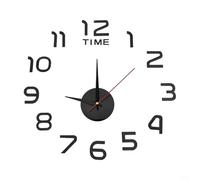 BlesConi Reloj de pared grande 3D, 40 cm, moderno adhesivo decorativo para el hogar, la oficina y la tienda (es negro)