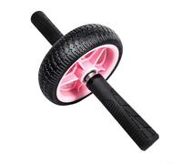 BlesConi Rodillo de abdominales con neumático texturizado y agarre ergonómico, rueda compacta para fortalecer abdominales y oblicuos (rosa + negro)
