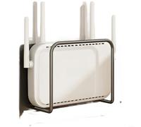 BlesConi Soporte de pared sin taladro para enrutador WiFi y decodificador, para estante de gestión de cables de metal con diseño abierto para señal para impulso, organización del hogar (L negro)