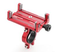 BlesConi Soporte de teléfono para ciclismo, soporte de aleación de aluminio ajustable de 360° con sistema antivibración de 4 garras para teléfonos inteligentes de 58-88 mm (tallo rojo)