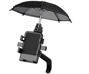 BlesConi Soporte para teléfono de motocicleta con cubierta impermeable para protección del parasol, soporte de navegación antirreflejos para manillar o espejo retrovisor, color negro