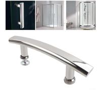 BlesConi Tirador de puerta de ducha de acero inoxidable cromado con efecto ABS de 240 mm con agujeros centrales de 145 mm, compatible con vidrio de 6 mm de grosor