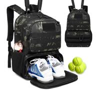 BlesMaller Mochila de Tenis para Mujer/Hombre con Compartimento para Zapatos y Protector de Raqueta, Bolsa de Deporte táctica para Bádminton, Squash, Pelotas de Palas de Pickleball