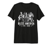 Bless America Band Abe Lincoln George Washington Columbus Camiseta Premium