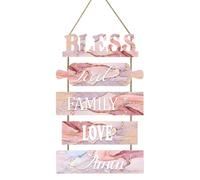 Bless Food Family Love Signos - Decoración de pared de madera para pared de cocina | Bless The Food Family & Love Scripture Arte de pared, placa de madera rústica para el hogar, 30 x 48 x 0,5 cm