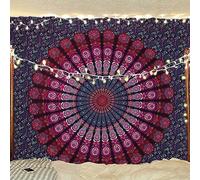 Bless International Tapiz de pared de estilo indio, hippie, bohemio, psicodélico, pavo real, mandala
