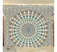 Bless International Tapiz de pared de estilo indio, hippie, bohemio, psicodélico, pavo real, mandala