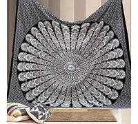 Bless International Tapiz de pared de estilo indio, hippie, bohemio, psicodélico, pavo real, mandala