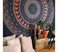 Bless International Tapiz indio-hippie-gitano bohemio-psicodélico de algodón-mandala para colgar en la pared-multicolor-mandala hippie tapiz (multicolor, (88 x 104 pulgadas) (225 x 265 cm)