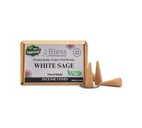 Bless-International White Sage 100% Natural-Incense-Cones hechos a mano orgánicos sumergidos a mano - libres para purificación-relajación-positividad-yoga-meditación los mejores escenarios (20 Count)